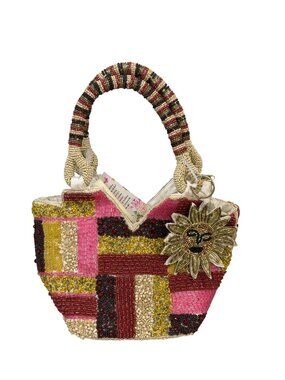 NEW REASE Beaded Sequin Patchwork Bag Sun Charm Handcrafted in India NWT